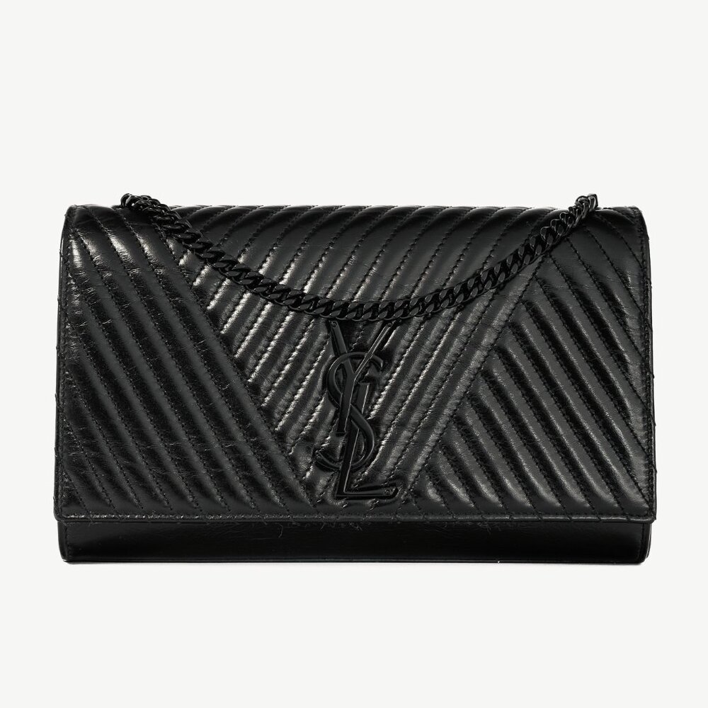 Saint Laurent Kate Medium Black Matelassé Leather Crossbody